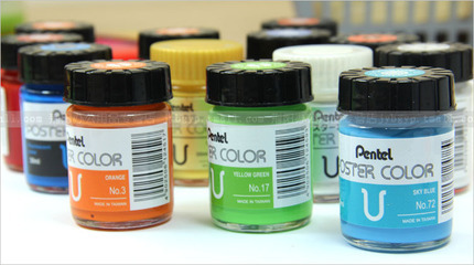日本Pentel派通30ml廣告畫顏料 金銀水粉與熒光色彩的藝術(shù)創(chuàng)新